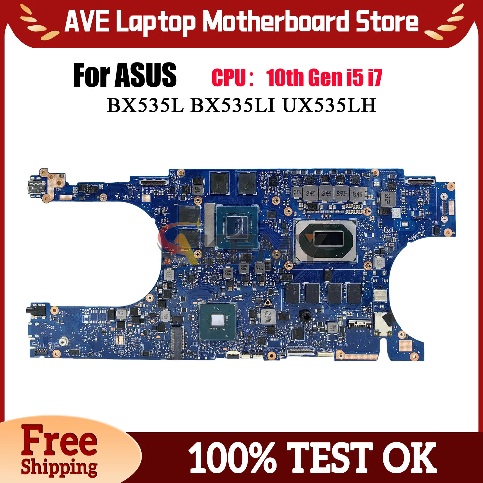 UX535LH Laptop Motherboard For ASUS ZenBook UX535 UX53LH BX535LH BX535LI BX535L UX53Li Notebook Mainboard With 10th Gen i5 i7
UX535LH Laptop Motherboard For ASUS ZenBook UX535 UX53LH BX535LH BX535LI BX535L UX53Li Notebook Mainboard With 10th Gen i5 i7