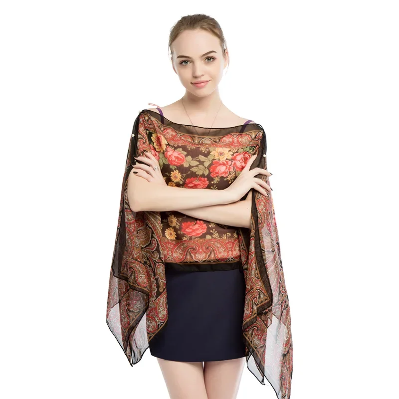 2024 New Summer Printed Silk Scarf Creative Pearl Buckle Pullover Beach Lady Bikini shawl Women Sunscreen Shawl Black
2024 New Summer Printed Silk Scarf Creative Pearl Buckle Pullover Beach Lady Bikini shawl Women Sunscreen Shawl Black