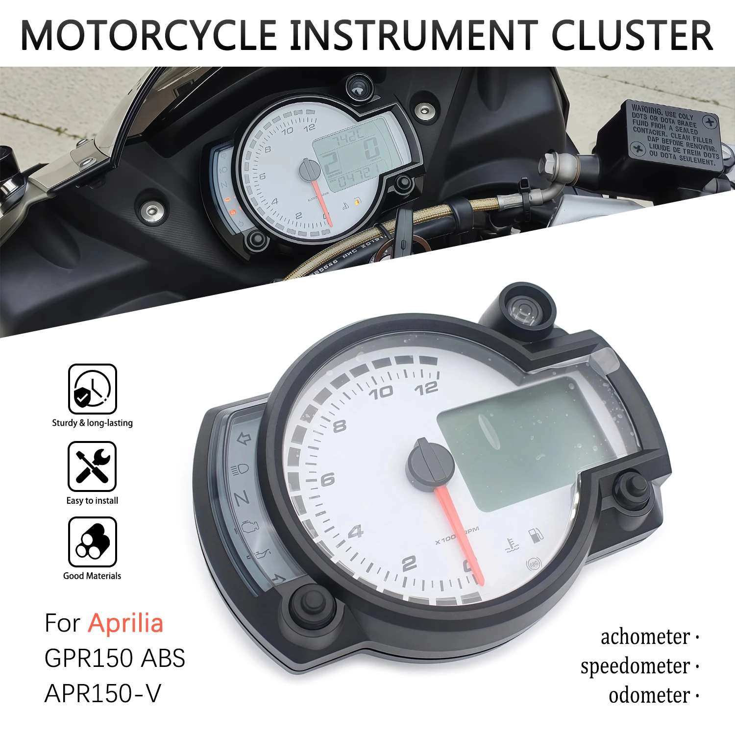 For Aprilia GPR150ABS GPR150 ABS APR150-V APR150V Odometer Speedometer Tachometer Fuel Mete LCD Digital Speed Gauge Dashboard
For Aprilia GPR150ABS GPR150 ABS APR150-V APR150V Odometer Speedometer Tachometer Fuel Mete LCD Digital Speed Gauge Dashboard