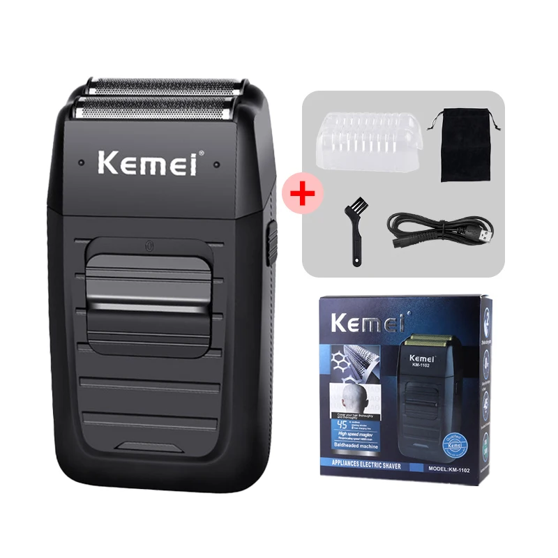 Kemei Rechargeable Cordless Shaver For Men Twin Blade Reciprocating Beard Razor Face Care Multifunction Strong Trimmer KM-1102
Kemei Rechargeable Cordless Shaver For Men Twin Blade Reciprocating Beard Razor Face Care Multifunction Strong Trimmer KM-1102