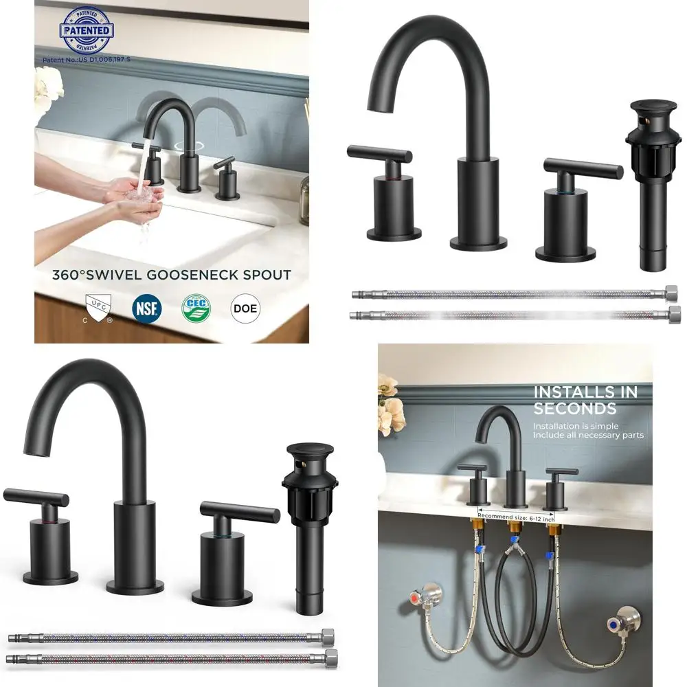 8 матовых черных широко распространенных смесителей для раковины с 3 отверстиями и 360° ° Поворотный носик, выдвижной слив и линия подачи кубка для туалетного столика 6–12 лет.
8 матовых черных широко распространенных смесителей для раковины с 3 отверстиями и 360° ° Поворотный носик, выдвижной слив и линия подачи кубка для туалетного столика 6–12 лет.