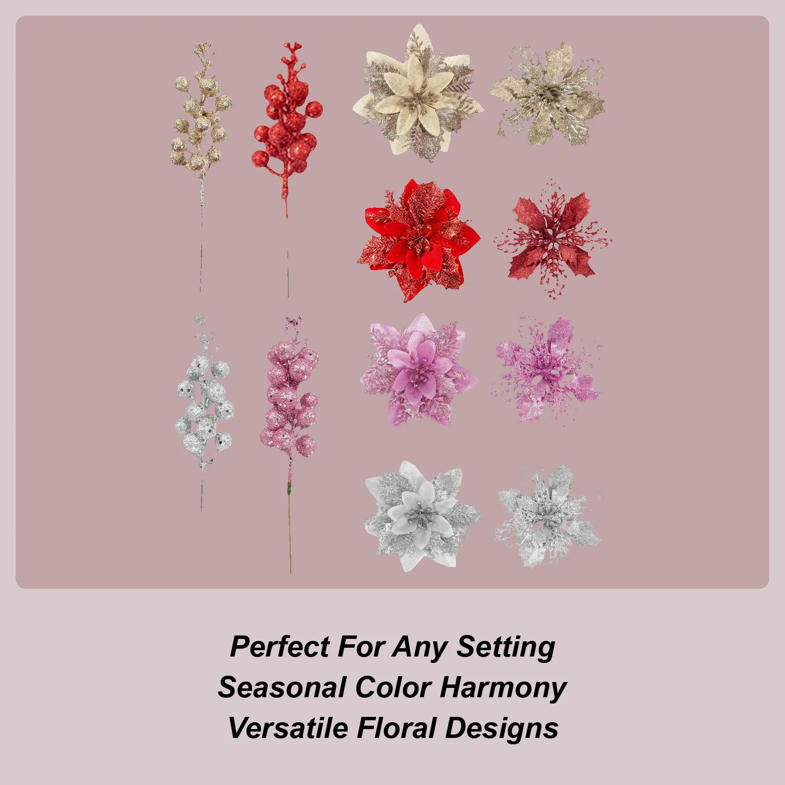 18-компонентный рождественский набор искусственных цветов с ягодами и сверкающим стеблем, праздничный венок, декор, ветки для рождественских елок, венки
18-компонентный рождественский набор искусственных цветов с ягодами и сверкающим стеблем, праздничный венок, декор, ветки для рождественских елок, венки