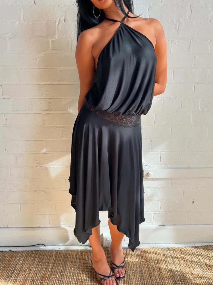 Blifanbo Halter Sleeveless Lace-up Off-shoulder Irregular Women's Sexy Maxi Dress Patchwork Pieated Slim Summer Holiday Dress
Blifanbo Halter Sleeveless Lace-up Off-shoulder Irregular Women's Sexy Maxi Dress Patchwork Pieated Slim Summer Holiday Dress