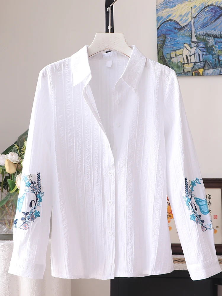 Spring New Style Embroidered Long Sleeve Women's Shirt Casual Straight Cotton White Versatile Age-Defying Elegant Color
Spring New Style Embroidered Long Sleeve Women's Shirt Casual Straight Cotton White Versatile Age-Defying Elegant Color
