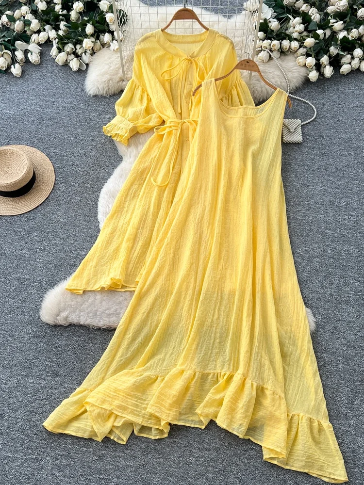 Yellow Lace Trim Pleated Two-Piece Set Women's Spring Autumn Slimming Commute Ensemble High Waist Skirt Fashionable Sensation
Yellow Lace Trim Pleated Two-Piece Set Women's Spring Autumn Slimming Commute Ensemble High Waist Skirt Fashionable Sensation