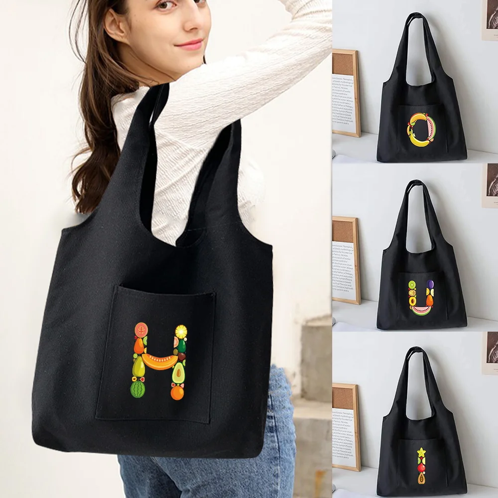 Ladies' Storage Bag Canvas Handbag New Fruit Letter Printed Shoulder Bag Reusable Shopping Bag
Ladies' Storage Bag Canvas Handbag New Fruit Letter Printed Shoulder Bag Reusable Shopping Bag