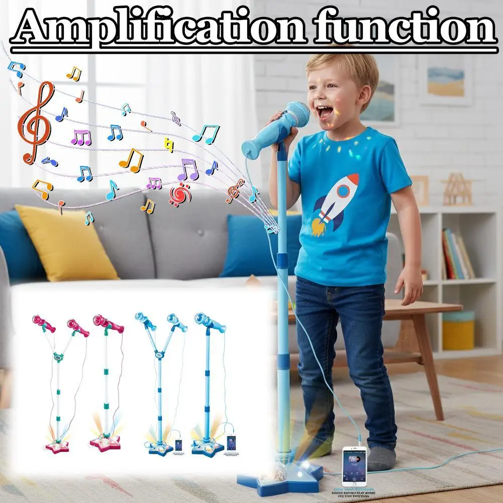 Kids Karaoke Microphone Toy Colorful LED Lights Musical Toys With Adjustable Microphone Stand
Kids Karaoke Microphone Toy Colorful LED Lights Musical Toys With Adjustable Microphone Stand