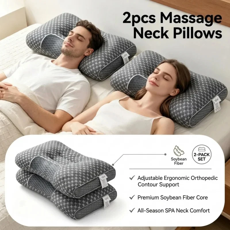 2PCS Soybean Fiber Neck Pillow Grey Cervical Support Orthopedic Massage Pillow Comfort Sleep Pillow Home Rest Decor
2PCS Soybean Fiber Neck Pillow Grey Cervical Support Orthopedic Massage Pillow Comfort Sleep Pillow Home Rest Decor