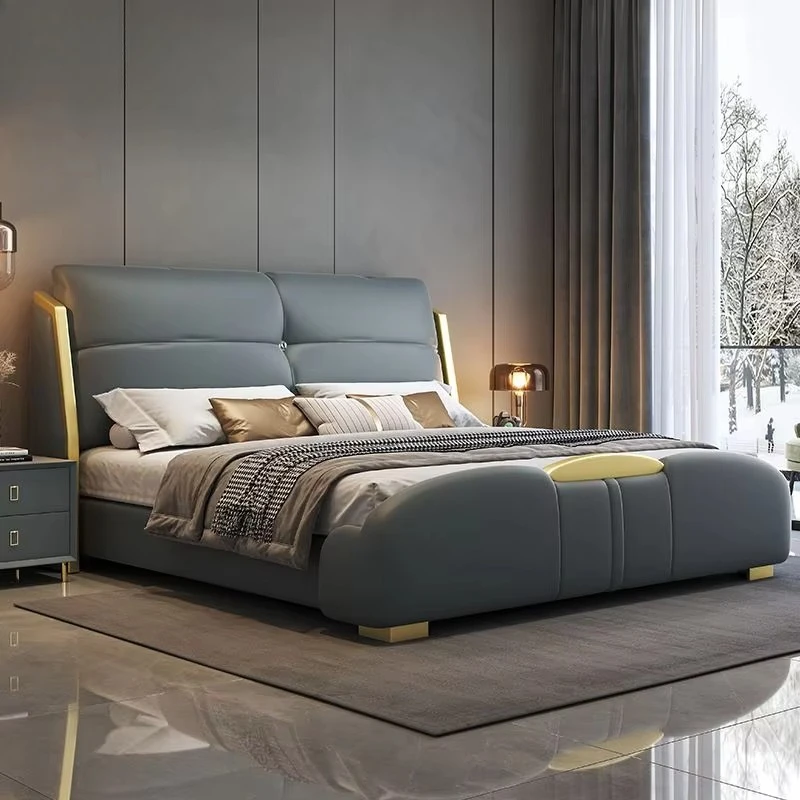 Home Bedroom Furniture Modern Design Cheap Price Soft Ecological Leather Dark Blue Luxury king Size Bed with Backrest for Adult
Home Bedroom Furniture Modern Design Cheap Price Soft Ecological Leather Dark Blue Luxury king Size Bed with Backrest for Adult