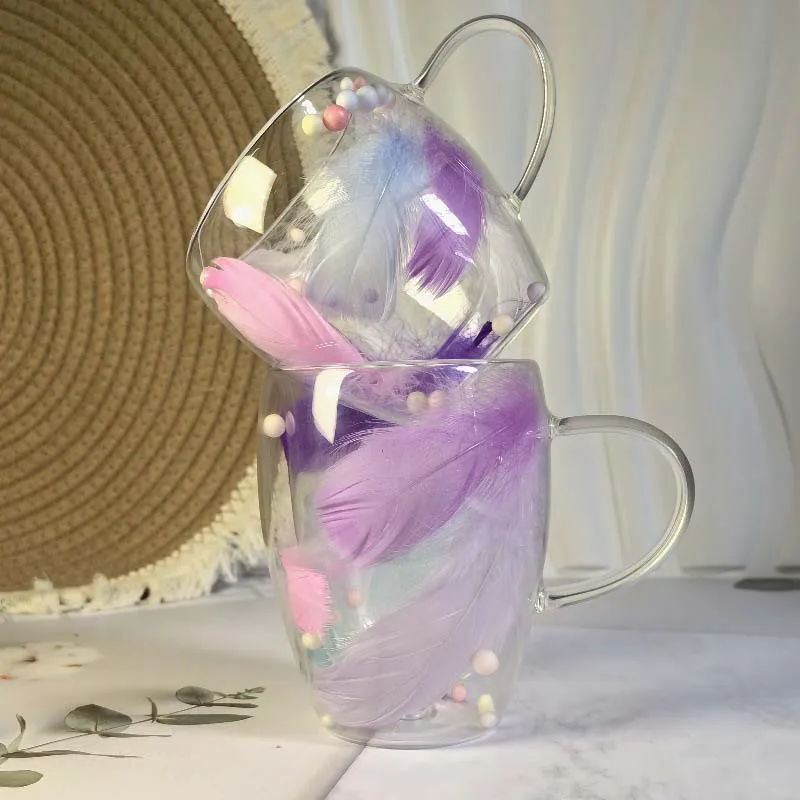 250/350ML Glass Cup Feather Design Double-layer Coffee Mug Clear Heat-resistant Glass Mug Household Office Exquisite Gifts Cups
250/350ML Glass Cup Feather Design Double-layer Coffee Mug Clear Heat-resistant Glass Mug Household Office Exquisite Gifts Cups