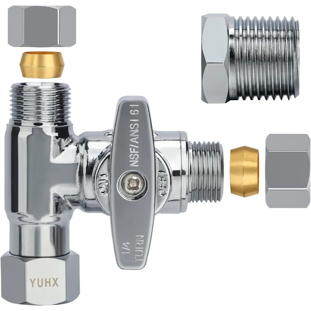 Brass Angle Stop Add-A-Tee Valve for Bidet and Handheld Sprayer, 3/8 Inch Compression Shut Off 3 Way Diverter Connector, 3/8 x3/8"x3/8" or 1/2" Toilet T Adapter
Brass Angle Stop Add-A-Tee Valve for Bidet and Handheld Sprayer, 3/8 Inch Compression Shut Off 3 Way Diverter Connector, 3/8 x3/8"x3/8" or 1/2" Toilet T Adapter