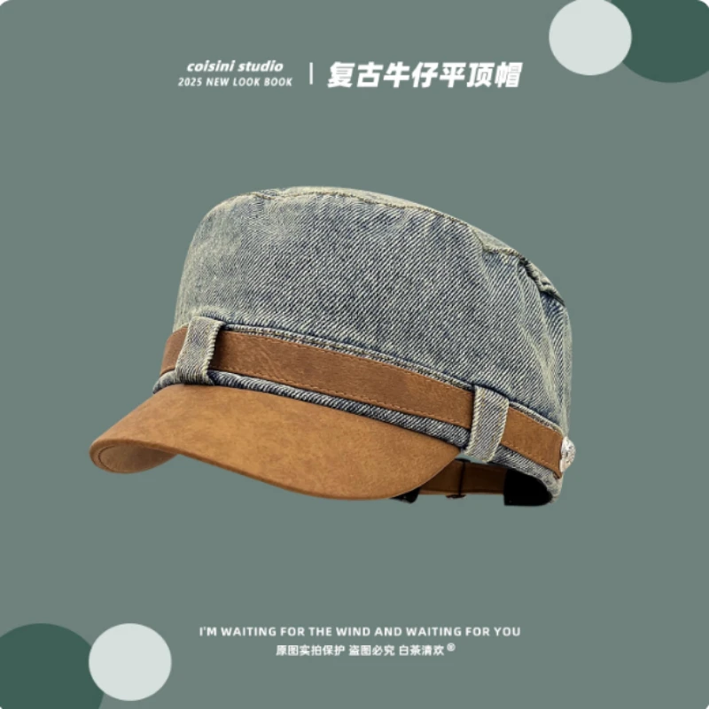 Japanese Vintage Washed Denim Flat-top Berets Women's Spring and Autumn Versatile Curved Brim Sunshade PU Brim Newsboy Cap
Japanese Vintage Washed Denim Flat-top Berets Women's Spring and Autumn Versatile Curved Brim Sunshade PU Brim Newsboy Cap