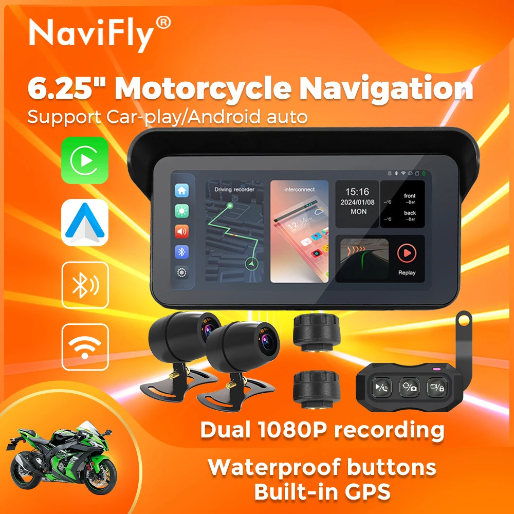Navifly 6.25" Portable Digital Dashboard Motorcycle Wireless CarPlay Moto Android Auto Navigation Display Screen Dual BT DVR
Navifly 6.25" Portable Digital Dashboard Motorcycle Wireless CarPlay Moto Android Auto Navigation Display Screen Dual BT DVR