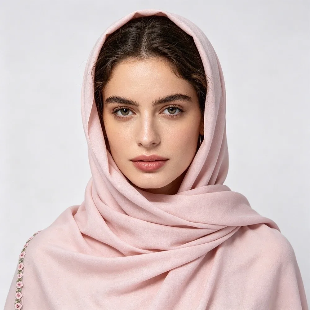 Soft Elegant Chiffon Hijab Solid Color Long Rose Embroidered Shawl 180*70cm Breathable Turban Headscarf Daily Wear
Soft Elegant Chiffon Hijab Solid Color Long Rose Embroidered Shawl 180*70cm Breathable Turban Headscarf Daily Wear