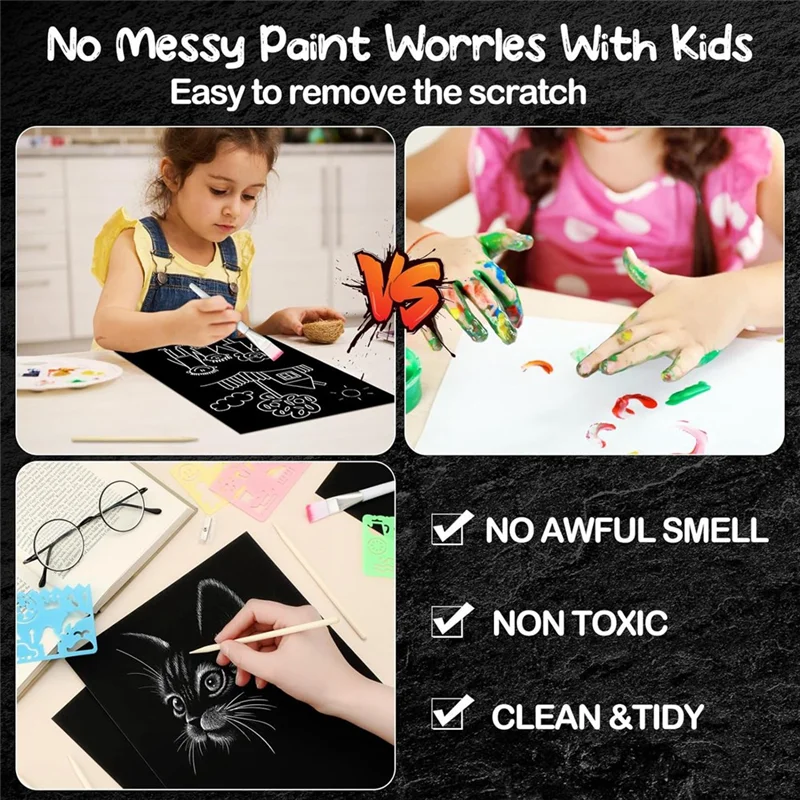 M15K187 Pcs Scratch Paper Art Set Scratchboard Craft Kits Black Coated Scratch Paper Wood Art Stylus And Stencils 8.5 X 11In
M15K187 Pcs Scratch Paper Art Set Scratchboard Craft Kits Black Coated Scratch Paper Wood Art Stylus And Stencils 8.5 X 11In