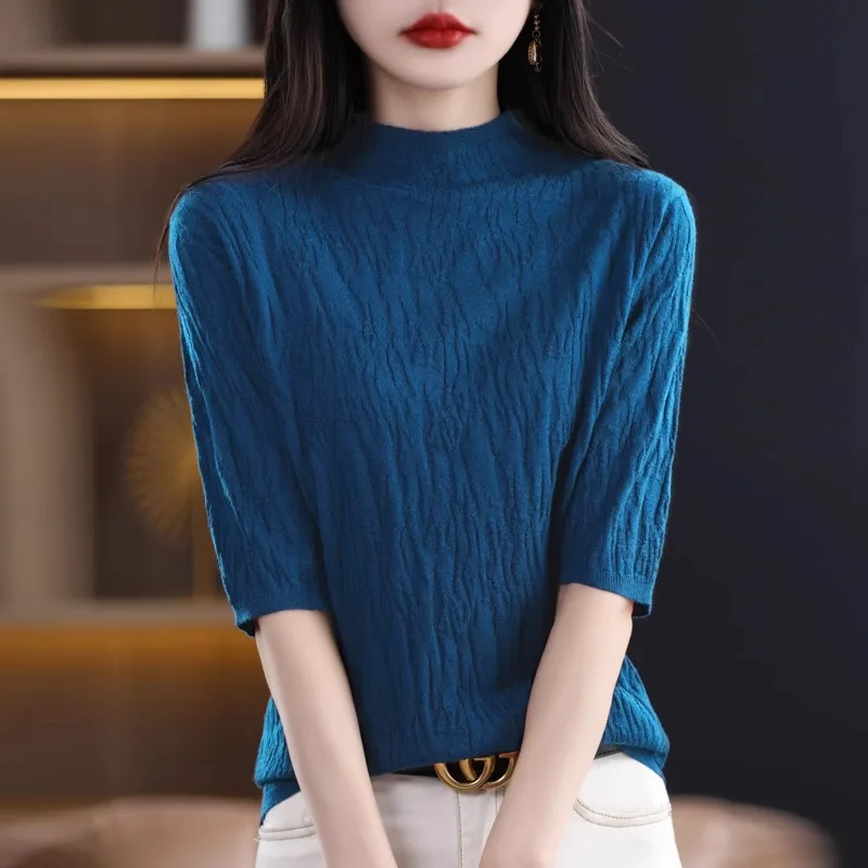 Loose Women's Short Sleeve T-Shirt Wool Knitted Sweater Half High Collar Five Sleeve Length Commute Style Regular Length Pure...
Loose Women's Short Sleeve T-Shirt Wool Knitted Sweater Half High Collar Five Sleeve Length Commute Style Regular Length Pure...