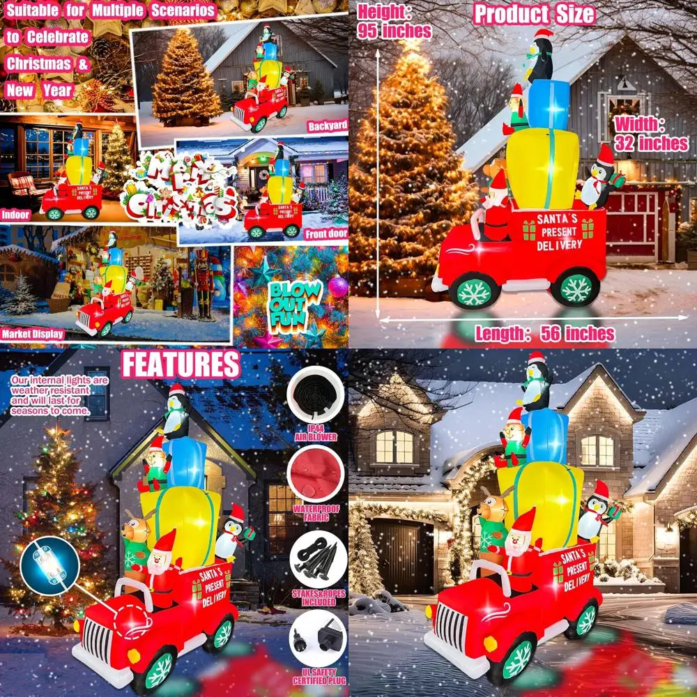 8-футовый автомобиль Санта-Клауса, управляемый оленем, эльфом и пингвинами, надувной со светодиодной подсветкой для рождественских наружных украшений
8-футовый автомобиль Санта-Клауса, управляемый оленем, эльфом и пингвинами, надувной со светодиодной подсветкой для рождественских наружных украшений