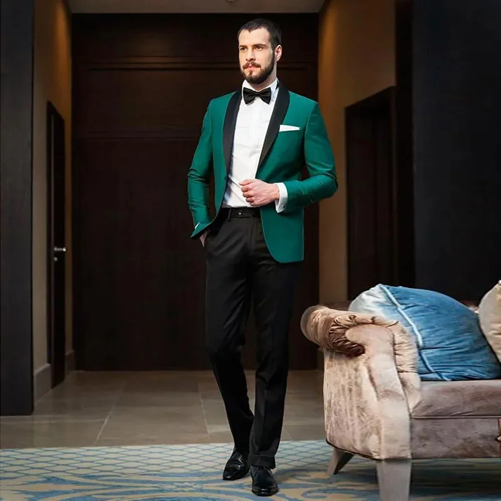 Wedding Men's Suits Green Blazer Black Pants Shawl Lapel Slim Fit Elegant Business 2 Piece Jacket Pants Prom Party Outfits 2024
Wedding Men's Suits Green Blazer Black Pants Shawl Lapel Slim Fit Elegant Business 2 Piece Jacket Pants Prom Party Outfits 2024