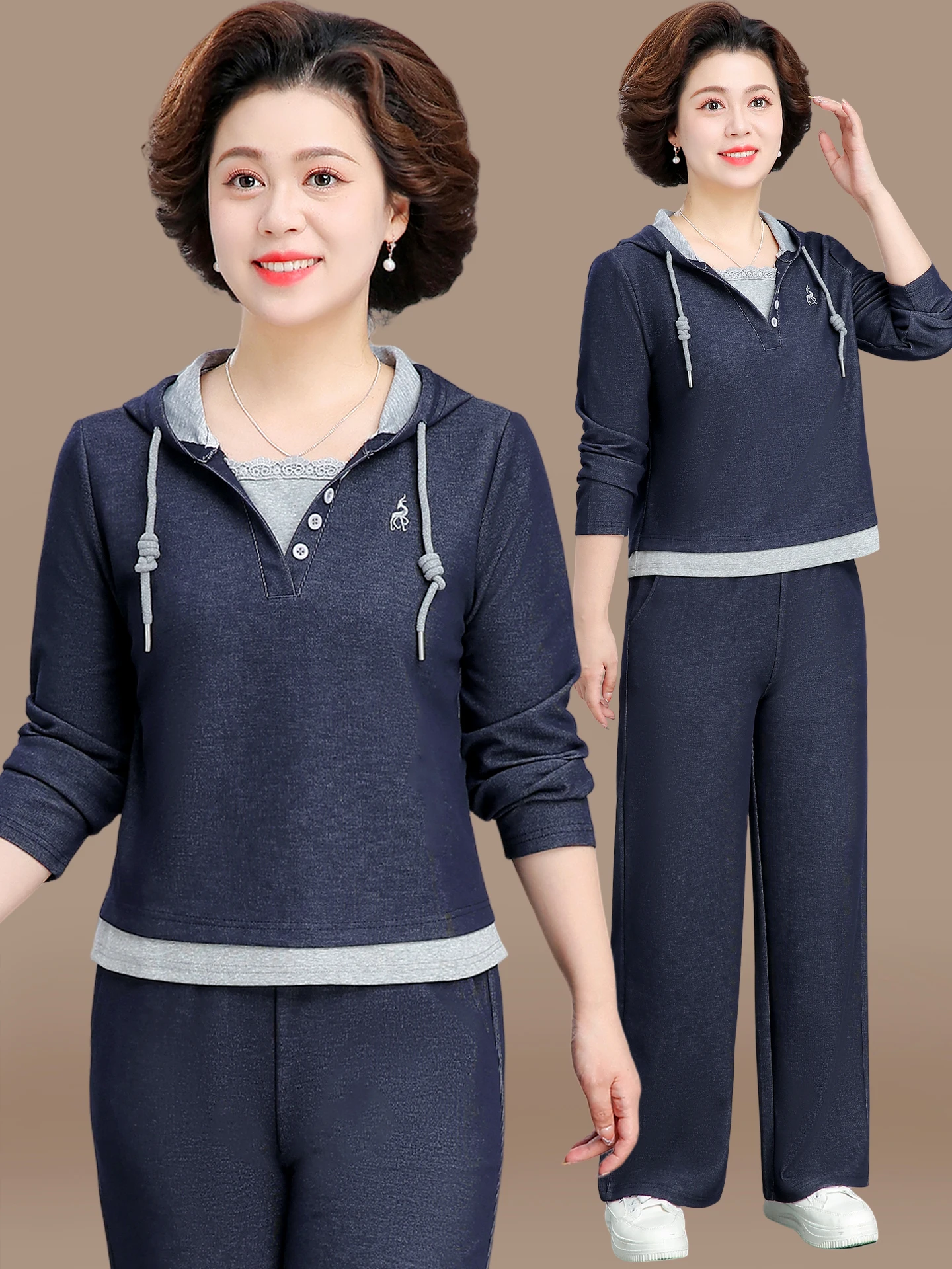 Autumn Fashion Set 2025 New Style Mid-Aged Spring Autumn Hoodie Casual Anti-Aging Sports Wear Two-Piece Set Women
Autumn Fashion Set 2025 New Style Mid-Aged Spring Autumn Hoodie Casual Anti-Aging Sports Wear Two-Piece Set Women