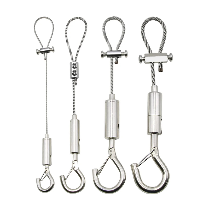 1.5/2/3/4mm stainless steel wire suspension rope, spring hook, adjustable steel cable suitable for hanging pictures/billboards
1.5/2/3/4mm stainless steel wire suspension rope, spring hook, adjustable steel cable suitable for hanging pictures/billboards