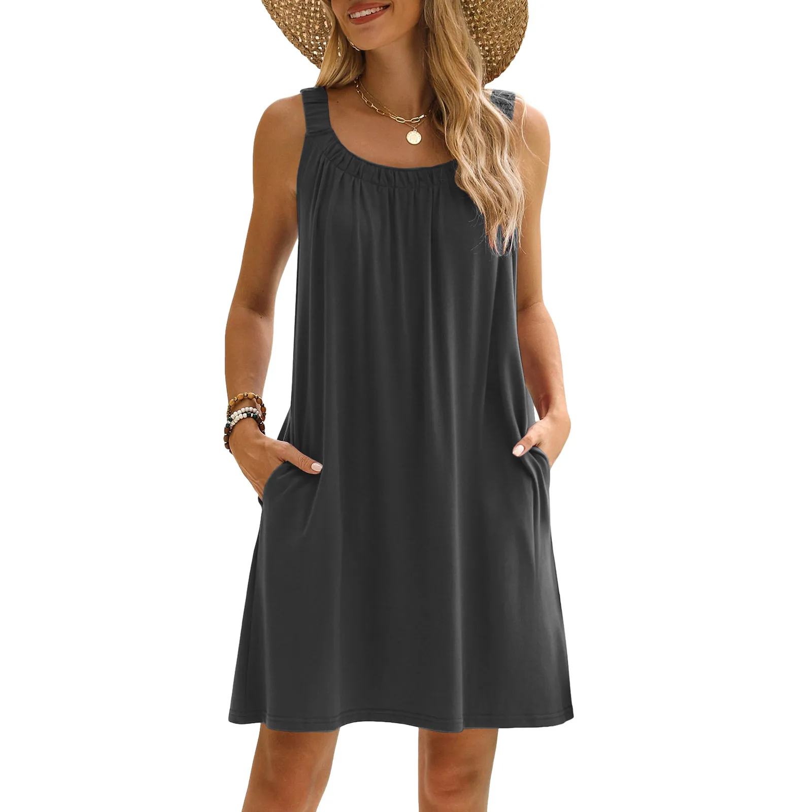 Women's Summer Beach Dress Stylish Sleeveless Swim Cover Up Casual Mini Dresses for Women Loose T Shirt Dress Vestido
Women's Summer Beach Dress Stylish Sleeveless Swim Cover Up Casual Mini Dresses for Women Loose T Shirt Dress Vestido