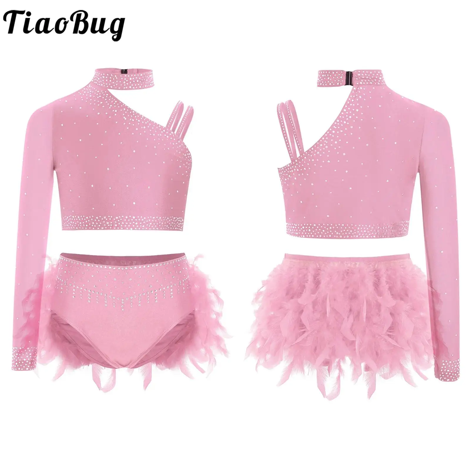 Girls Latin Cha-cha Tango Dance Performance Costume Set Sparkly Unique Shoulder Crop Top And Briefs Skirts Jazz Modern Dancewear 
Girls Latin Cha-cha Tango Dance Performance Costume Set Sparkly Unique Shoulder Crop Top And Briefs Skirts Jazz Modern Dancewear