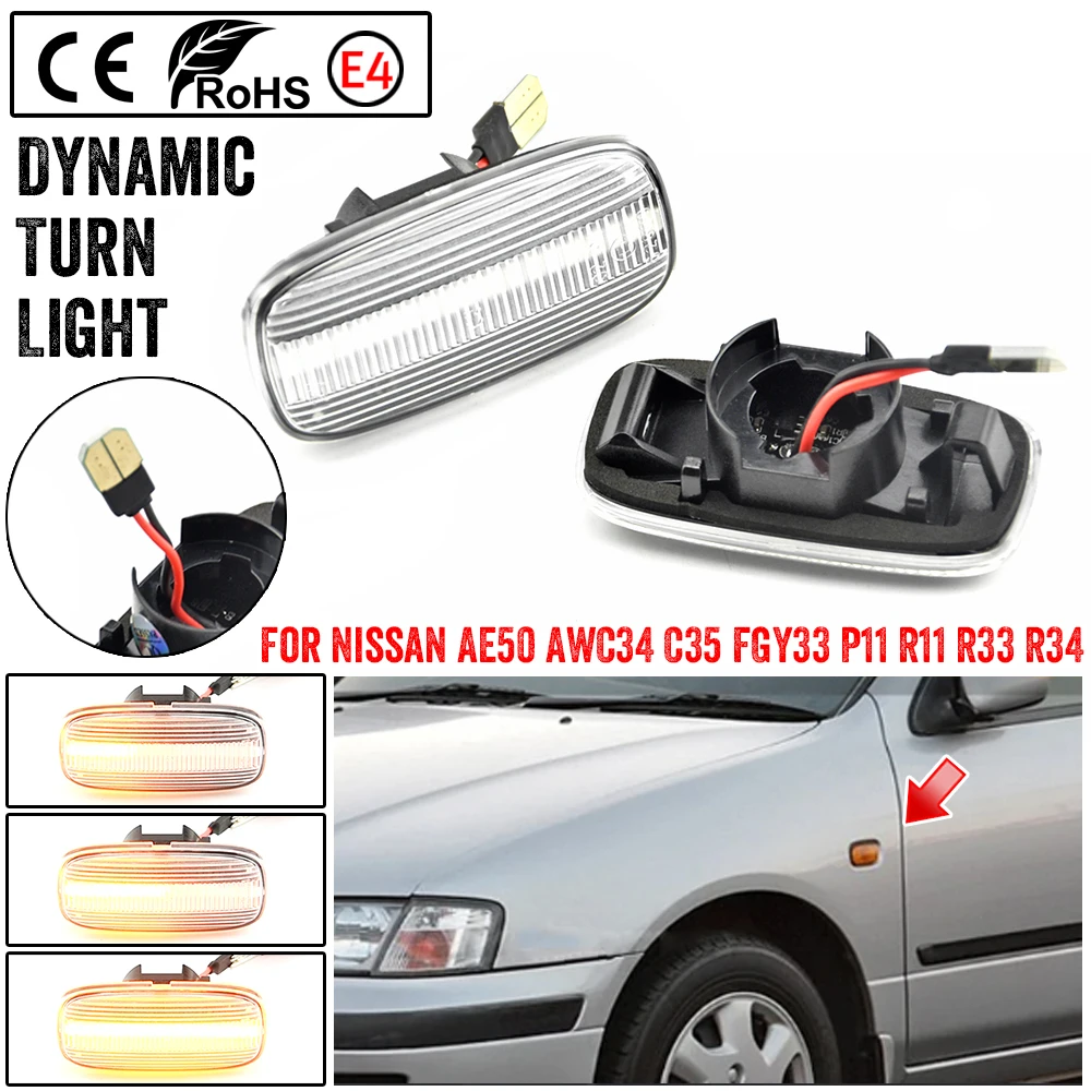 2pieces Side Marker Led Dynamic Turn Signal Light For Nissan AE50 AWC34 STAGEA WC34 Stagea R34 Skyline P11 Primera camino
2pieces Side Marker Led Dynamic Turn Signal Light For Nissan AE50 AWC34 STAGEA WC34 Stagea R34 Skyline P11 Primera camino