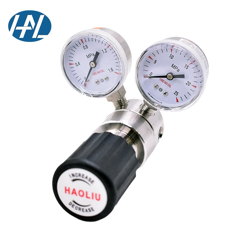 316L Stainless Steel Double Gauge Pressure Reducing Valve High-Pressure Gas Pipeline 1/4NPT Pneumatic Gas Pressure Regulators
316L Stainless Steel Double Gauge Pressure Reducing Valve High-Pressure Gas Pipeline 1/4NPT Pneumatic Gas Pressure Regulators