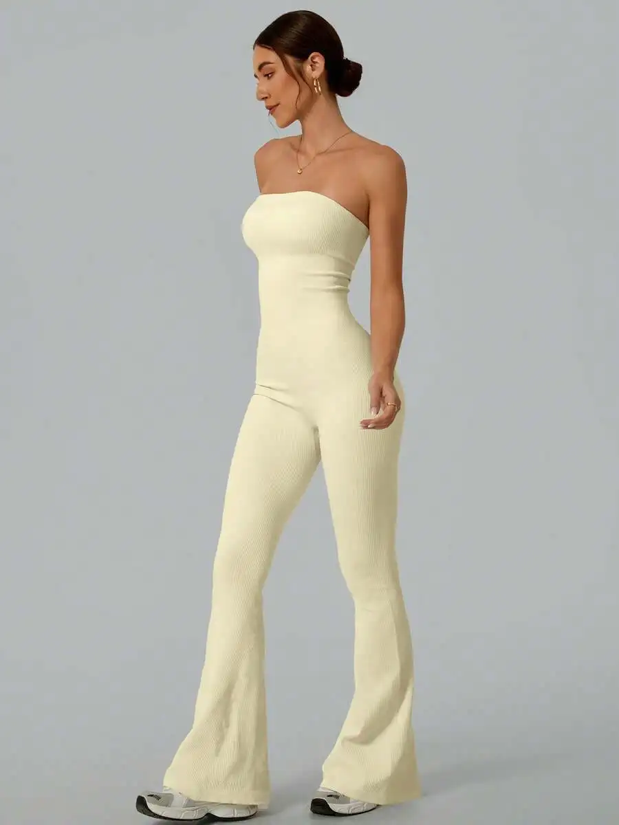 Solid Color Seamless Tube Top Bodysuit Women Slimming Jumpsuit Fitness Yoga Gym Activewear Stretch Flare Pants
Solid Color Seamless Tube Top Bodysuit Women Slimming Jumpsuit Fitness Yoga Gym Activewear Stretch Flare Pants