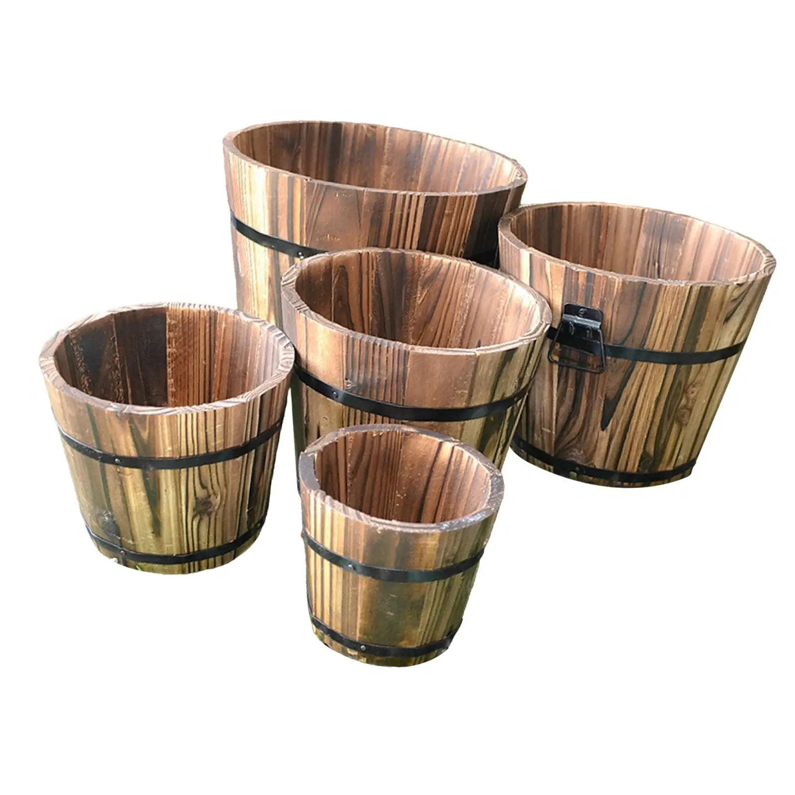 5Pcs Wooden Flower Pot Barrel Planter with Handles Farmhouse Multipurpose (in Different Size) Home Office Decor Rustic
5Pcs Wooden Flower Pot Barrel Planter with Handles Farmhouse Multipurpose (in Different Size) Home Office Decor Rustic