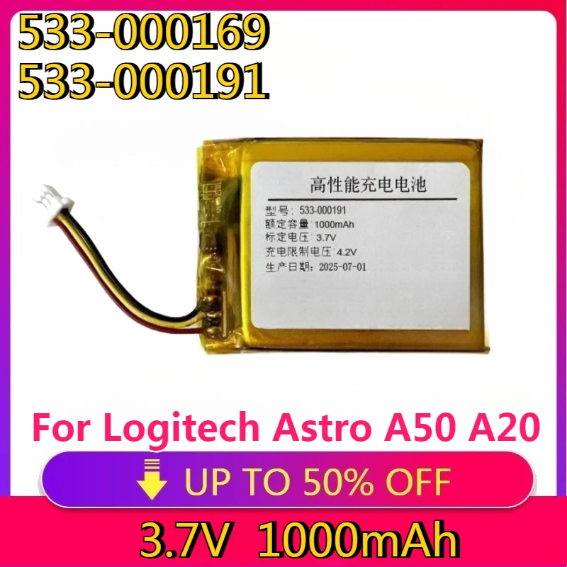 New High Quality Replaces Upgraded 1500mAh 533-000191 533-000169 Battery for Logitech Astro A50 A20 Headset Batterie Accumulator
New High Quality Replaces Upgraded 1500mAh 533-000191 533-000169 Battery for Logitech Astro A50 A20 Headset Batterie Accumulator