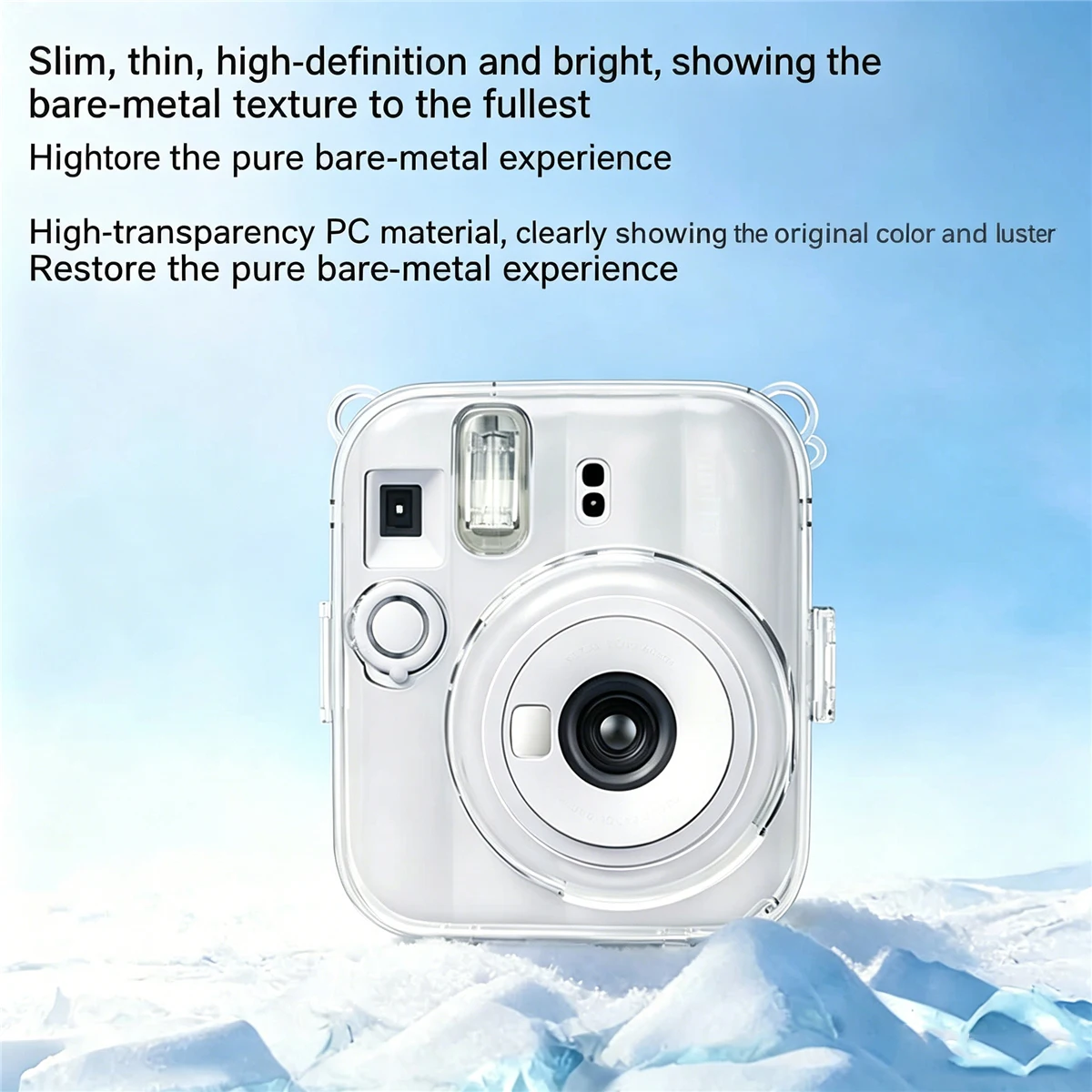 for Instax Mini 13 Crystal Clear Hard Case High Transparency PC Cover 360 Protection Raised Lens Guard Shockproof Scratch