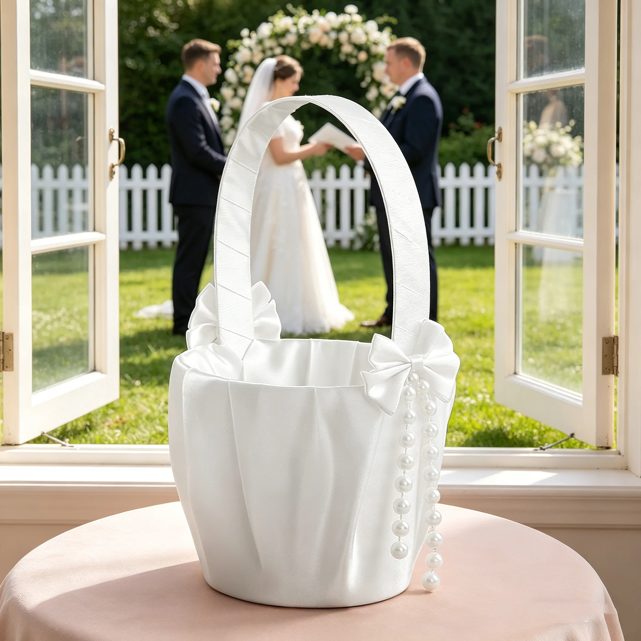 Versatile white flower girl basket,, suitable for flower girls' flower scattering accessories
Versatile white flower girl basket,, suitable for flower girls' flower scattering accessories