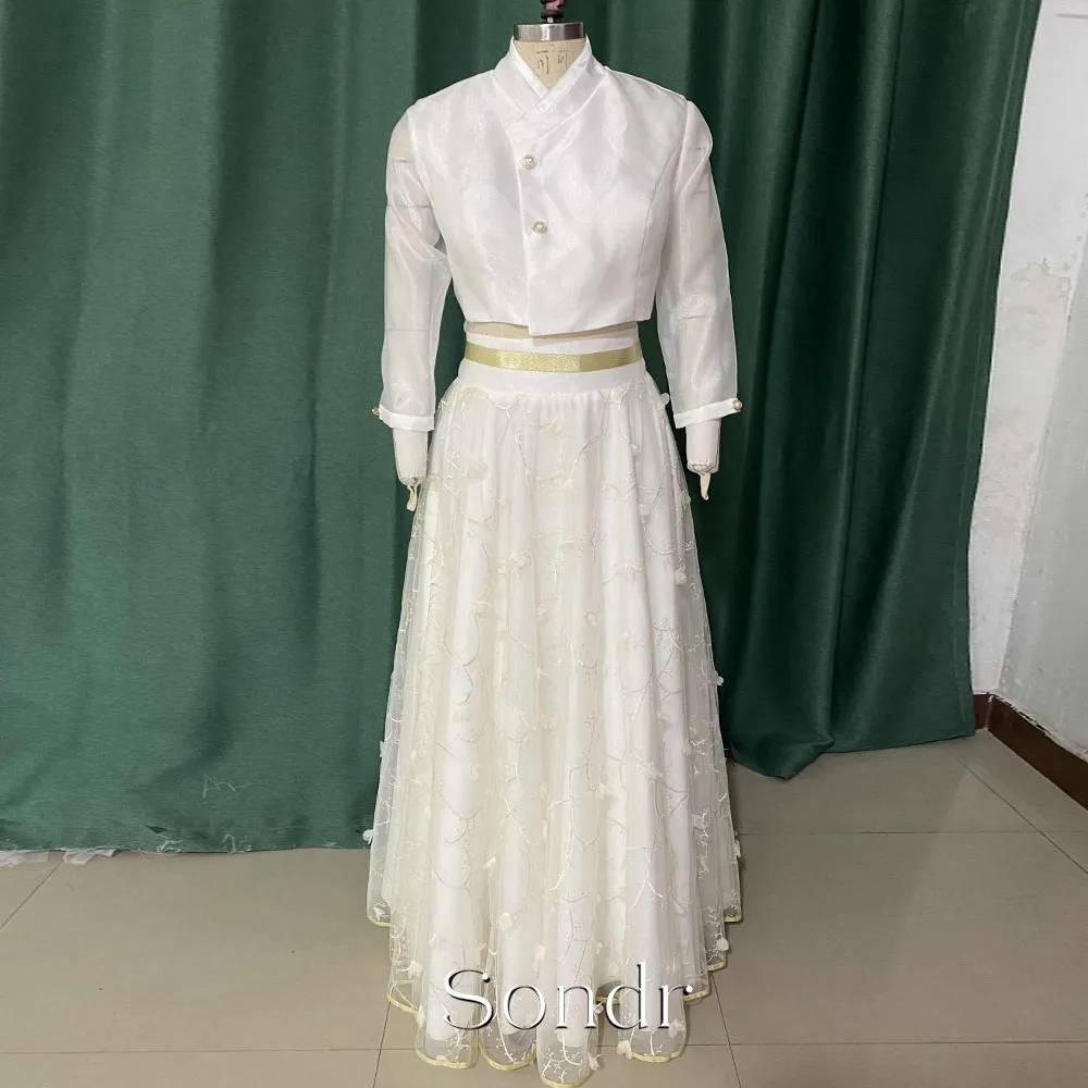 Sondr Customized Hanbok Korean Women Formal Event Dress New Year V-Neck Long Sleeves Floral Lace Evening Wedding Bridal Gown
Sondr Customized Hanbok Korean Women Formal Event Dress New Year V-Neck Long Sleeves Floral Lace Evening Wedding Bridal Gown