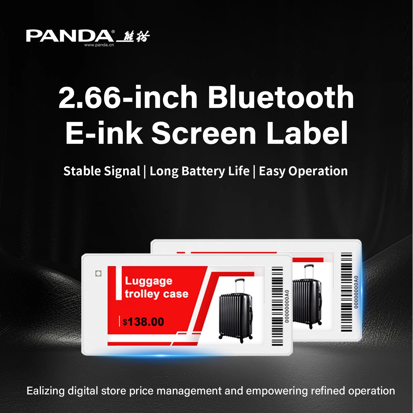 PANDA 2.66inch Bluetooth E-Ink Shelf Label LowPower Wireless Tag with Customizable Display Warehouse Exhibition Batch Management
PANDA 2.66inch Bluetooth E-Ink Shelf Label LowPower Wireless Tag with Customizable Display Warehouse Exhibition Batch Management