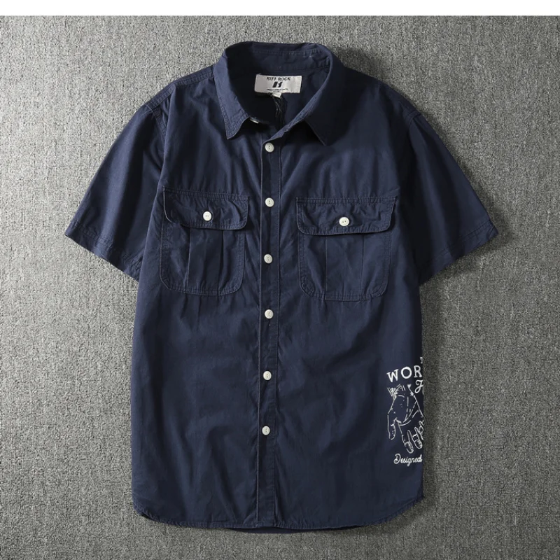 2023 New Summer Vintage Pocket Work Shirt Men's Short Sleeve Cotton Printed Wash Casual Turn-down Collar s
2023 New Summer Vintage Pocket Work Shirt Men's Short Sleeve Cotton Printed Wash Casual Turn-down Collar s