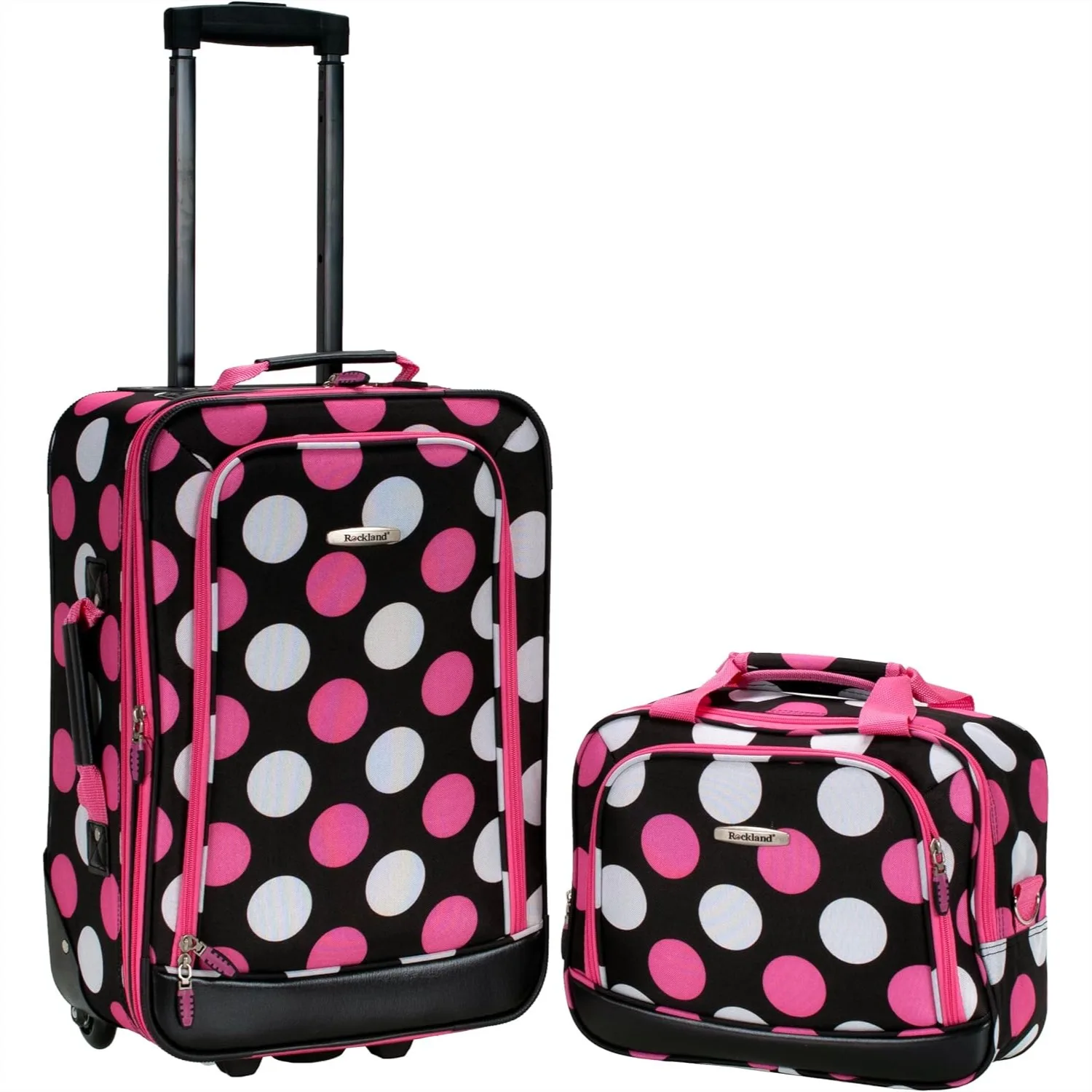 Fashion Softside 2 Piece Luggage Set, Expandable 14" Tote & 19" Upright with Telescoping Handle, Multi Pink Dot
Fashion Softside 2 Piece Luggage Set, Expandable 14" Tote & 19" Upright with Telescoping Handle, Multi Pink Dot