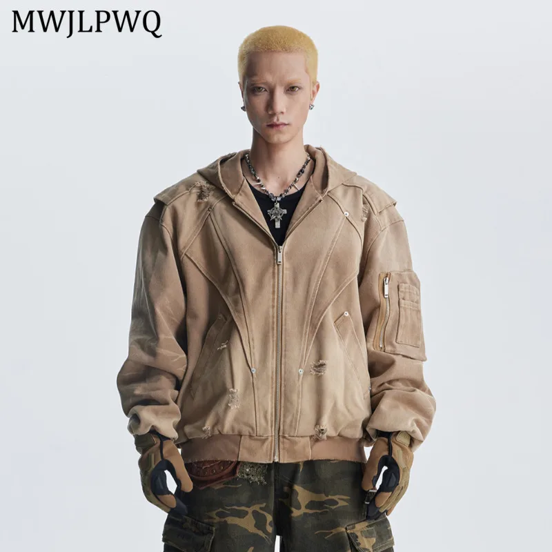 MWJLPWQ Men's Functional Heavy-Duty Structure Frayed Hooded Jacket High Street Washed Zipper Design Loose Unisex Coat Tide 11631
MWJLPWQ Men's Functional Heavy-Duty Structure Frayed Hooded Jacket High Street Washed Zipper Design Loose Unisex Coat Tide 11631