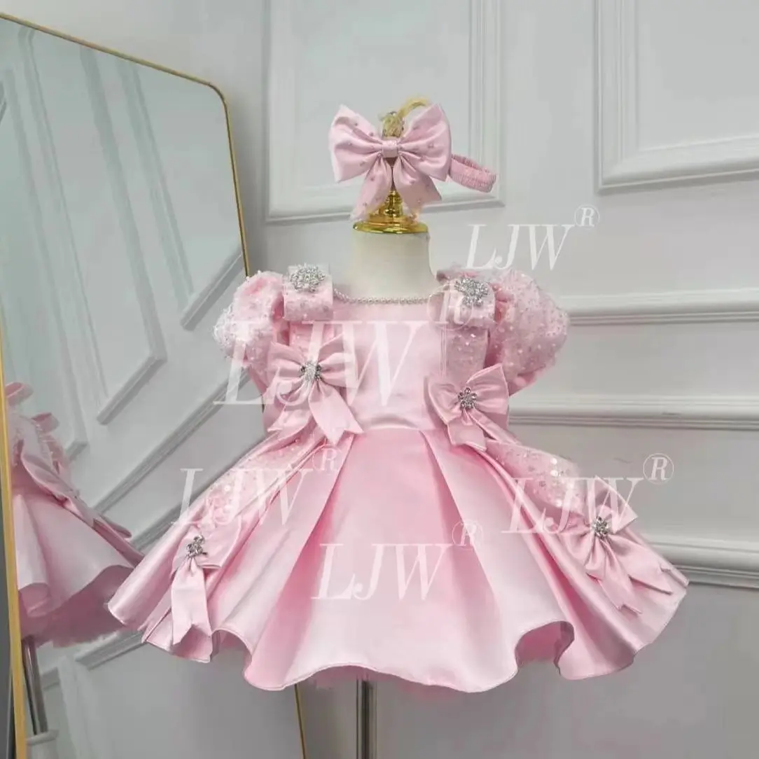Toddler Girl Pink Satin Bow Party Dress Baby Birthday Party Ball Gown Kids Sparkly Bubble Sleeve Princess Gown beauty pageant dr
Toddler Girl Pink Satin Bow Party Dress Baby Birthday Party Ball Gown Kids Sparkly Bubble Sleeve Princess Gown beauty pageant dr