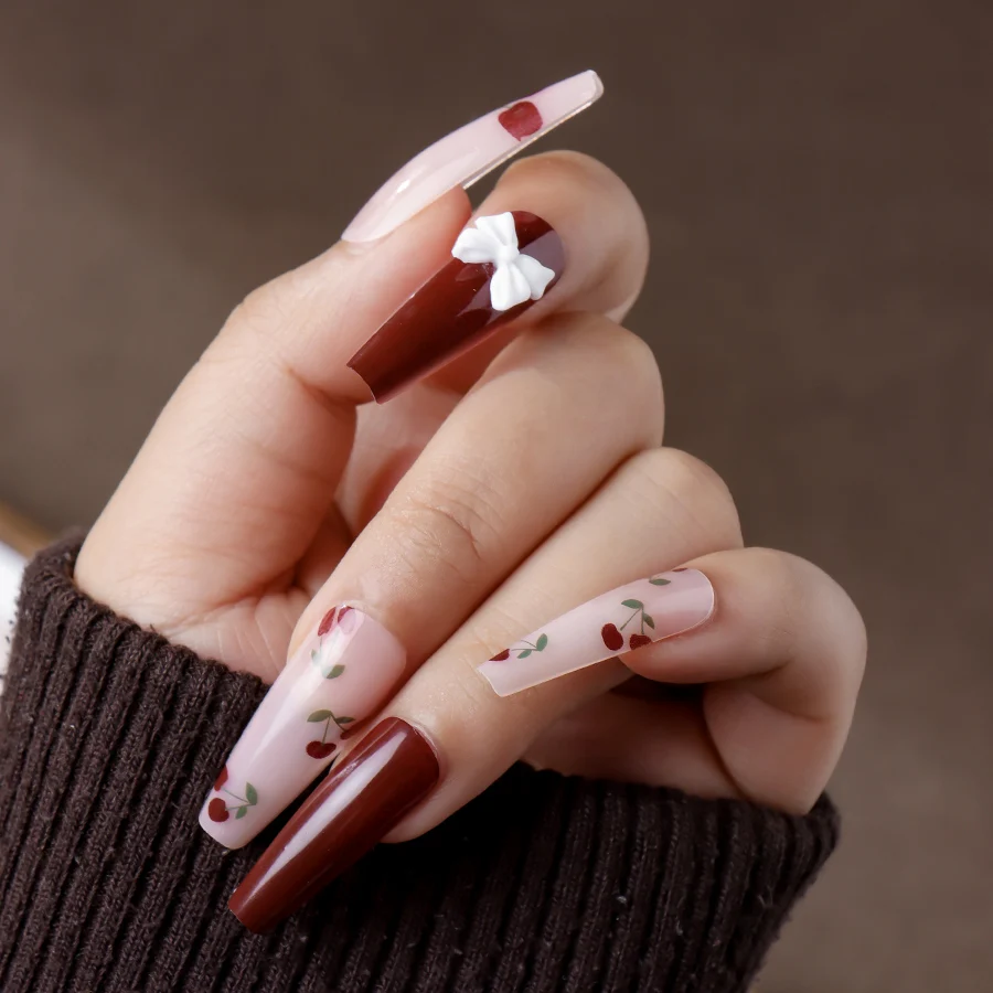 2424 New Design Nude Pink Bow Cherry Painted Press on Nails Acrylic Long Trapezoidal Detachable False Nails Fashion DIY Nail Art
2424 New Design Nude Pink Bow Cherry Painted Press on Nails Acrylic Long Trapezoidal Detachable False Nails Fashion DIY Nail Art