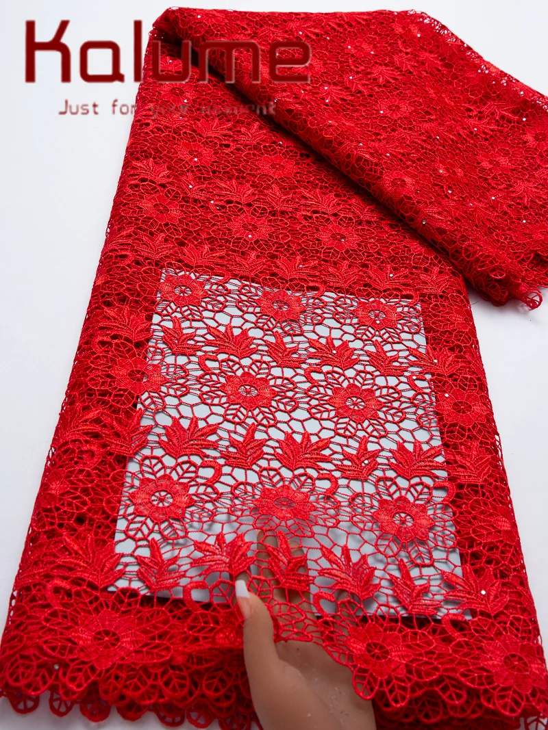 Kalume Red Nigerian Cord Lace Fabric Knitted Water Soluble 2026 African Guipure Lace Fabric High Quality 5 Yards Dress for Sew
Kalume Red Nigerian Cord Lace Fabric Knitted Water Soluble 2026 African Guipure Lace Fabric High Quality 5 Yards Dress for Sew