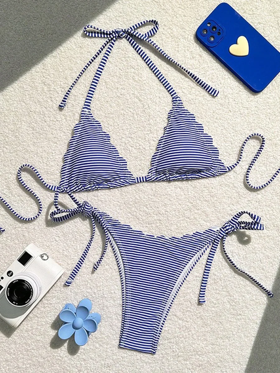 Scalloped Striped Bikinis Mini Micro Thong Bikini Women Swimwear Female Swimsuit Two Pieces Bikini Set Bather Bathing Suit Swim
Scalloped Striped Bikinis Mini Micro Thong Bikini Women Swimwear Female Swimsuit Two Pieces Bikini Set Bather Bathing Suit Swim