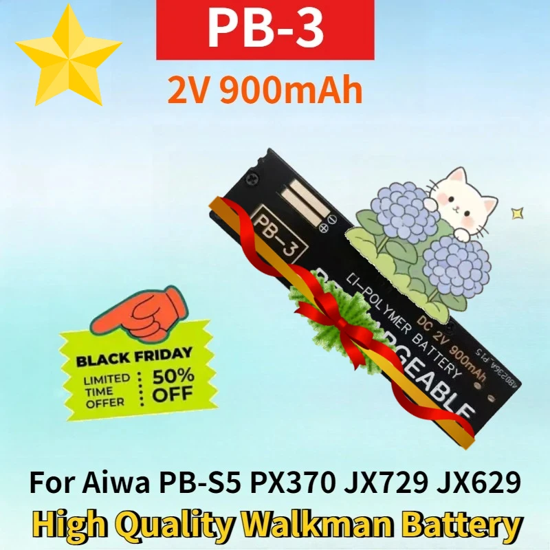Newest PB-3 2V 900mAh Lithium Rechargeable Battery for Aiwa PB-S5 PX370 JX729 JX629 JX819 JX505 Cassette Player Walkman Battery
Newest PB-3 2V 900mAh Lithium Rechargeable Battery for Aiwa PB-S5 PX370 JX729 JX629 JX819 JX505 Cassette Player Walkman Battery