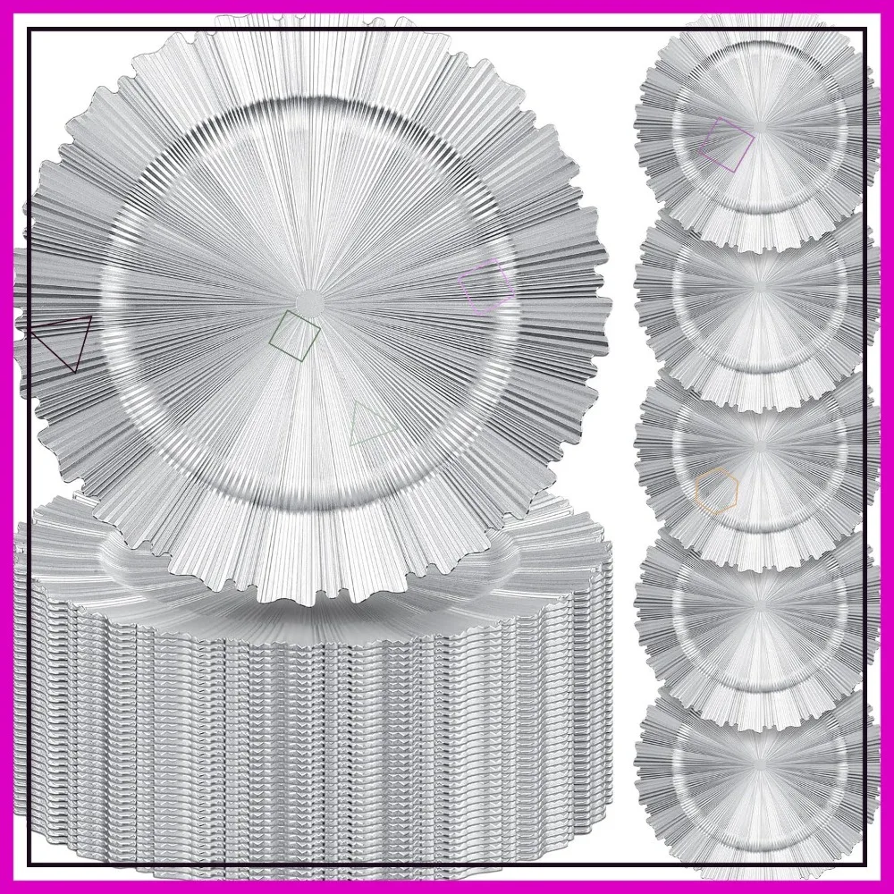 50 шт. серебряные зарядные пластины 13-дюймовые пластиковые круглые рифленые края декор стола для свадебной вечеринки
50 шт. серебряные зарядные пластины 13-дюймовые пластиковые круглые рифленые края декор стола для свадебной вечеринки
