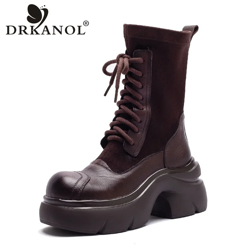 DRKANOL модные женские эластичные ботинки на массивной платформе, трендовые ботинки до середины икры на толстом высоком каблуке, увеличивающие рост с круглым носком из коровьей кожи
DRKANOL модные женские эластичные ботинки на массивной платформе, трендовые ботинки до середины икры на толстом высоком каблуке, увеличивающие рост с круглым носком из коровьей кожи