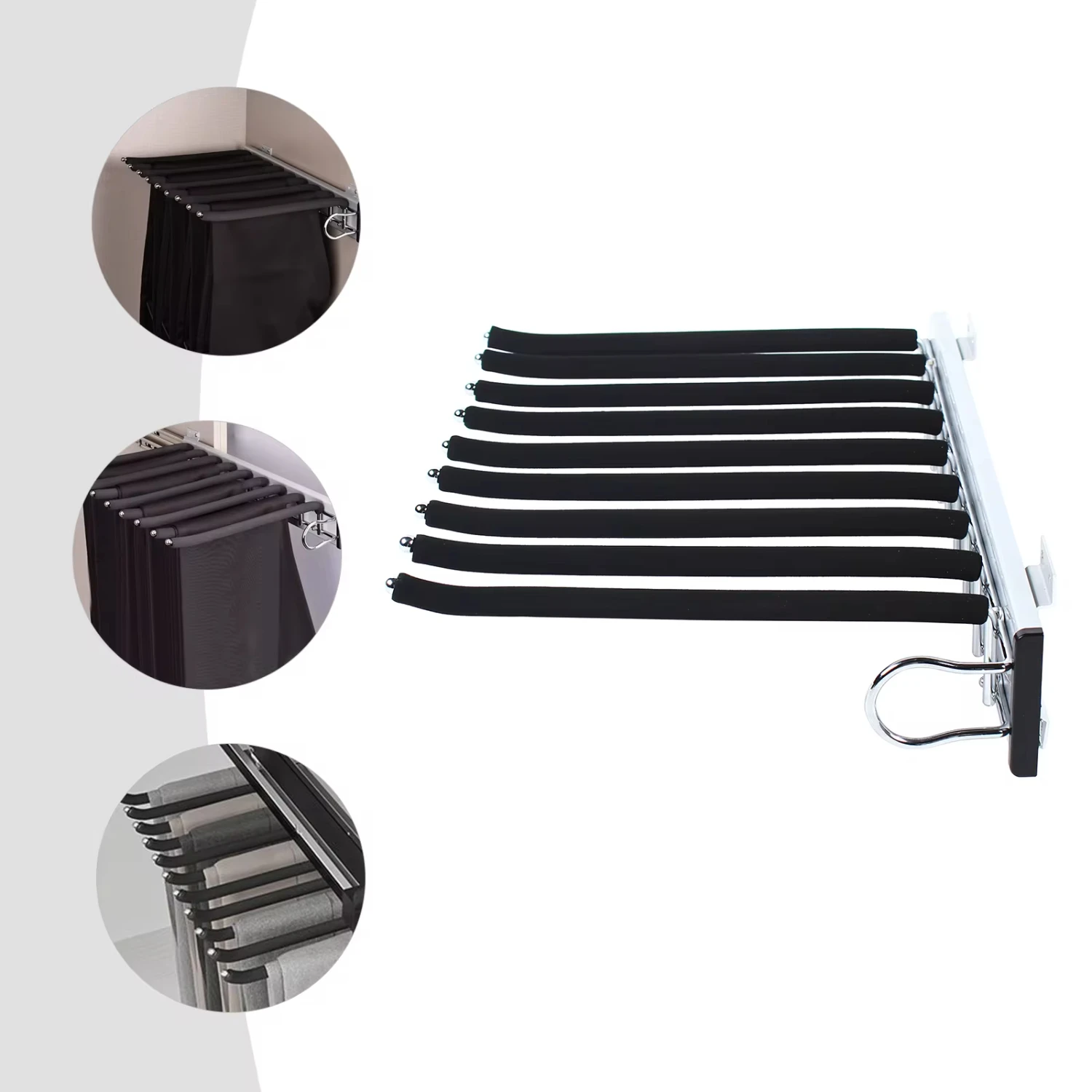 Pull Out Trousers Rack Steel Pull Out Pants Rack Pants Hanger Clothes Organizers Closet Space Saving and Clothes shelf Hanger
Pull Out Trousers Rack Steel Pull Out Pants Rack Pants Hanger Clothes Organizers Closet Space Saving and Clothes shelf Hanger