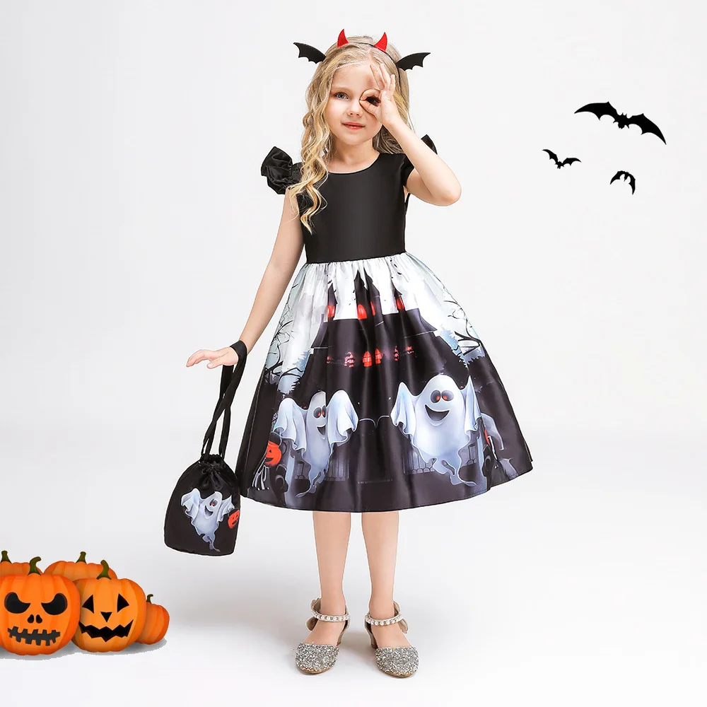 Ghost Performance Costume Children's Printed Bagged Taffeta Dress Girl's Halloween Performance Gown Stage Costume
Ghost Performance Costume Children's Printed Bagged Taffeta Dress Girl's Halloween Performance Gown Stage Costume