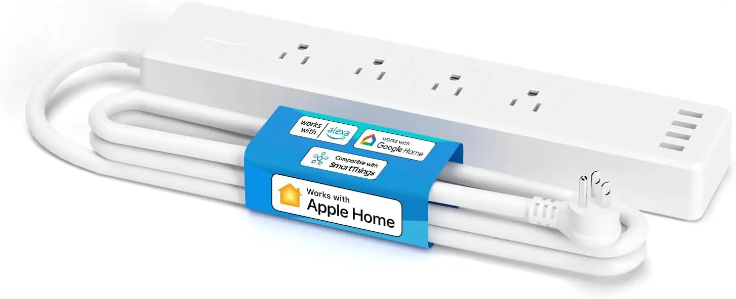 Умный удлинитель с 4 розетками и 4 USB-портами, совместимый с HomeKit, Alexa, Google Home, голосовым управлением
Умный удлинитель с 4 розетками и 4 USB-портами, совместимый с HomeKit, Alexa, Google Home, голосовым управлением