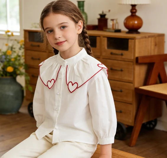 Girl's Shirt Children's Clothing Baby's Love Collar Pure Cotton Shirt Spring Autumn Fashion All-match Top
Girl's Shirt Children's Clothing Baby's Love Collar Pure Cotton Shirt Spring Autumn Fashion All-match Top