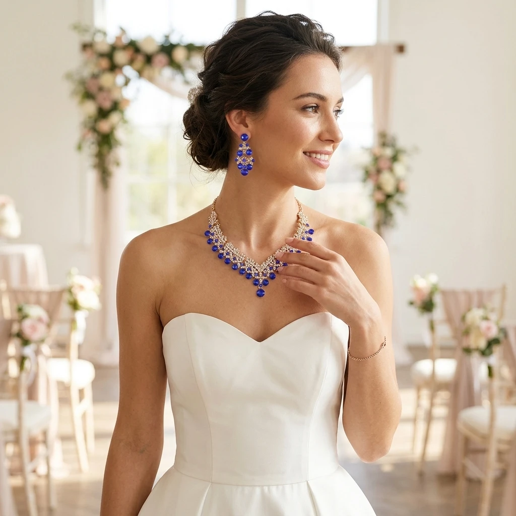Bridal Crystal Necklace Earring Set Alloy Base With Rhinestone Inlay For Wedding Ceremony
Bridal Crystal Necklace Earring Set Alloy Base With Rhinestone Inlay For Wedding Ceremony